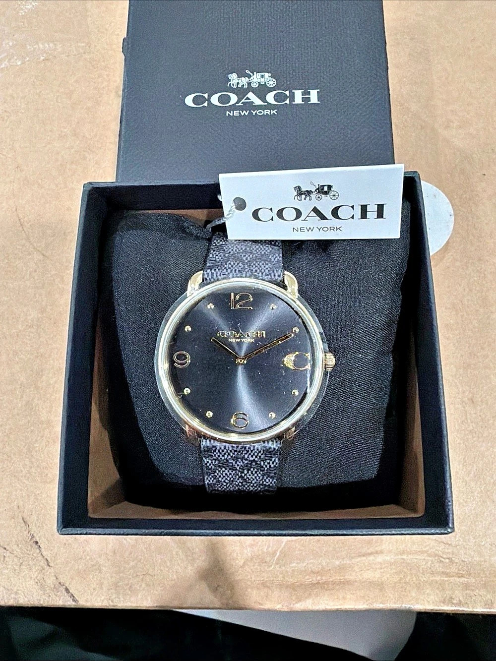 Coach Women's Elliot Watch, Black Dial, Black Leather Strap, 14504289 NWT